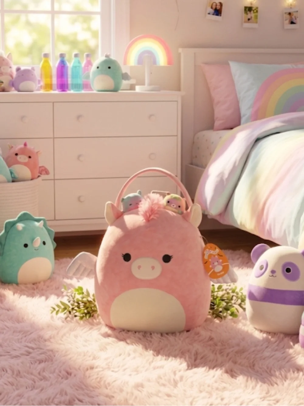 NEW Squishmallows Pail Bucket Paloma Pig Stuffed Squishmallows Childs Animal Pai